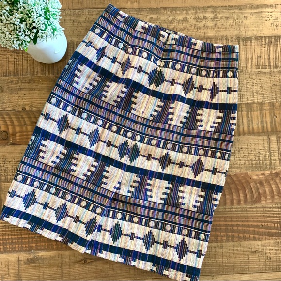 Ann Taylor rainbow embroidered Aztec pencil skirt - Picture 5 of 5